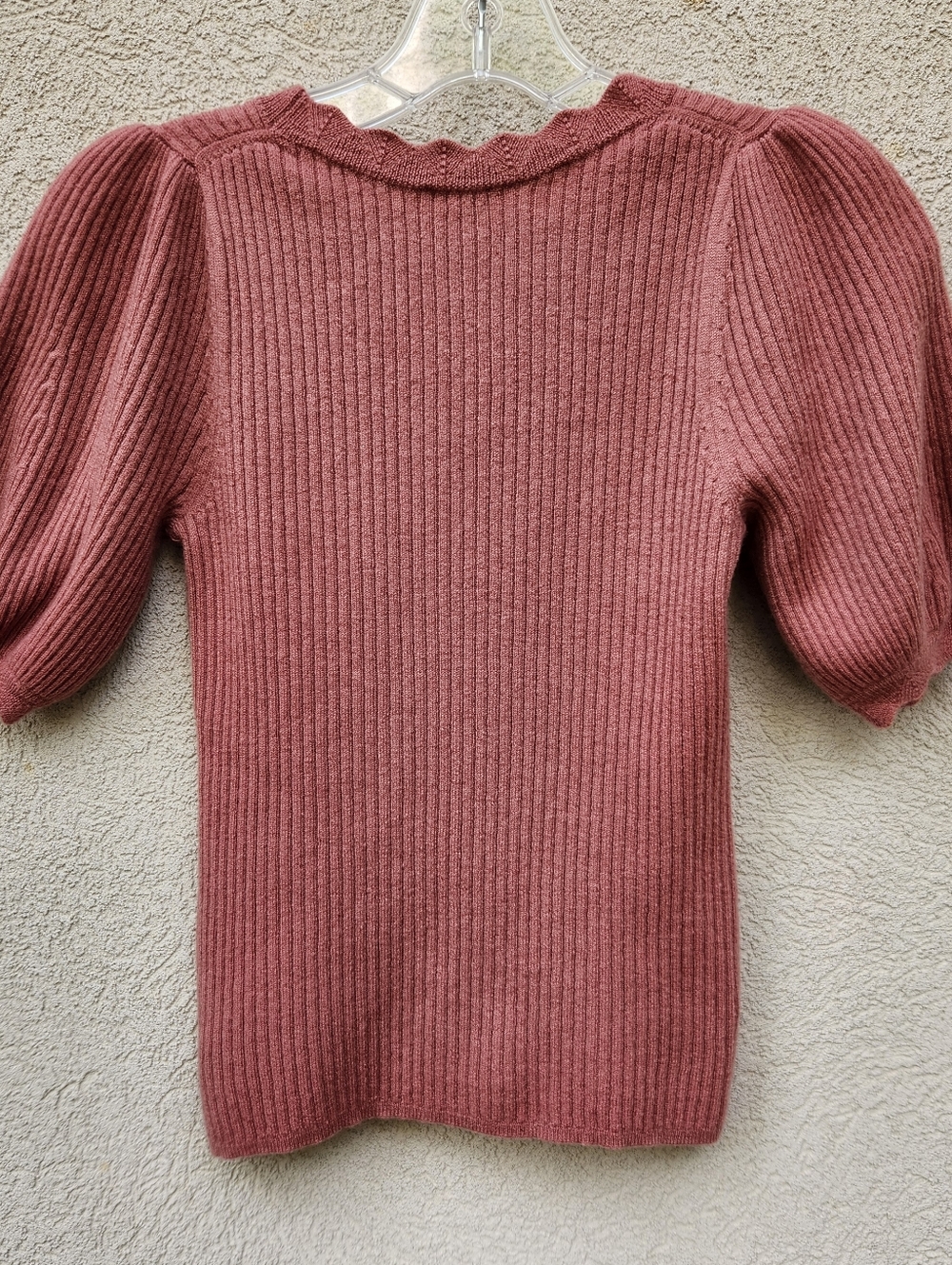REBECCA TAYLOR Women's Sweater Small Mauve Woop Blend Puffed Sleeve Ruffled Neck - Picture 8 of 8